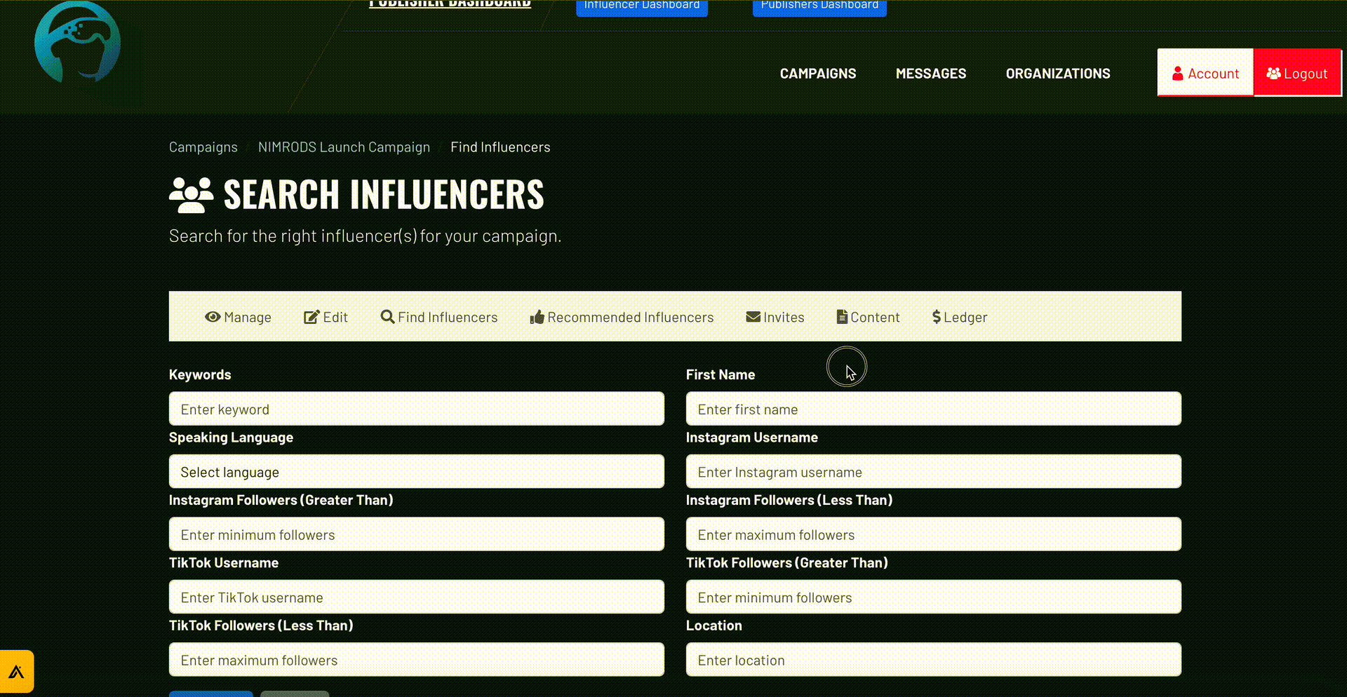 Search Interface